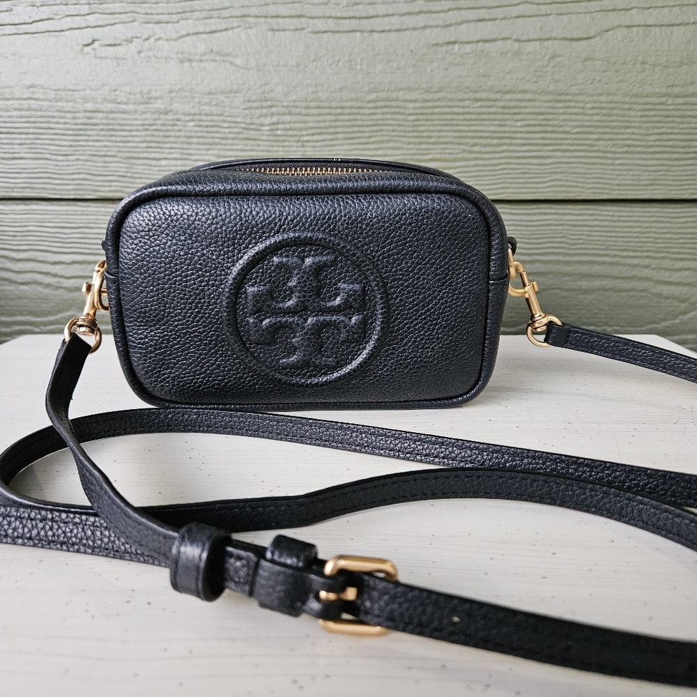 Tory Burch Perry Bombe Mini Leather Crossbody Bag Pur… Gem